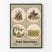 Dekoratives Vintage-Industrie-Landwirtschafts-Poster - Gänse, Hühner, Truthähne und Bienen