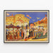 Vintage-Poster Jahrmarkt-Animation und Farben — gerahmtes Bild an der Wand