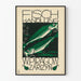 Vintage-Wanddekoration Poster mit grünen Fischen auf schwarzem Hintergrund