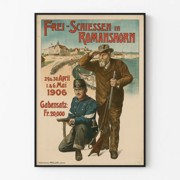 Vintage-Poster des Freistellungsschießens in Romanshorn 1906