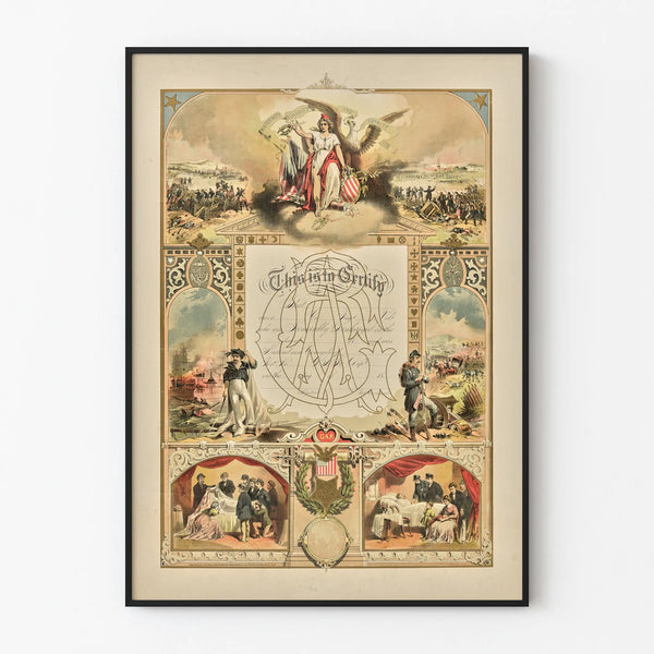 Vintage-Poster mit Zertifikat der GAR-Mitgliedschaft, Wanddekoration im historischen Stil