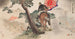 Die Fall der Festung von Magong, Major Iwamoto beobachtet aus der Ferne - Ogata Gekkō — Ansicht des Kunstwerks