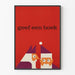 Roter Wanddekoration-Poster mit geometrischer Illustration und Text 'geef een boek'