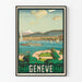 Vintage-Poster Genf CFF mit seen- und bergreicher Landschaft