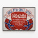 Vintage-Poster vom 17. Mai 1909 Norwegen mit Wappen und Flaggen — gerahmtes Bild an der Wand