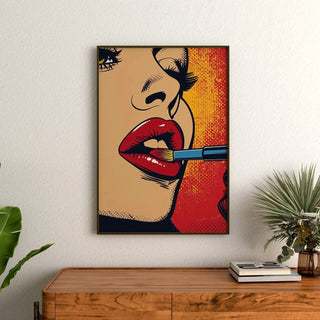 Pop Art Bild - Lippenstift | Kunstdruck Wanddekoration Bild Plakat Kopie