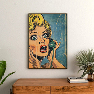 Pop Art Bild - Überraschung am Telefon | Kunstdruck Wanddekoration Bild Plakat Kopie