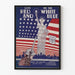 Amerikanisches Vintage-Poster mit patriotischer rot-weiß-blauer Gestaltung