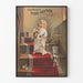 Vintage-Poster für Kinder mit Katze und Hund auf der Treppe