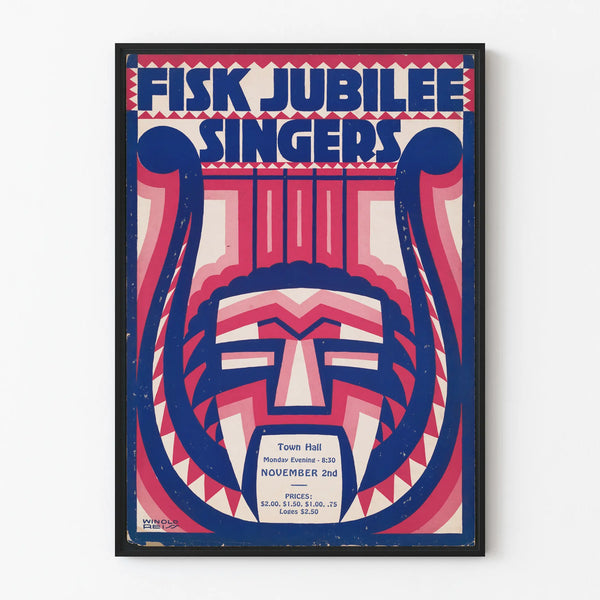 graphic-design-for-fisk-jubilee-singers-concert-poster-with-harp-and-mask-motif