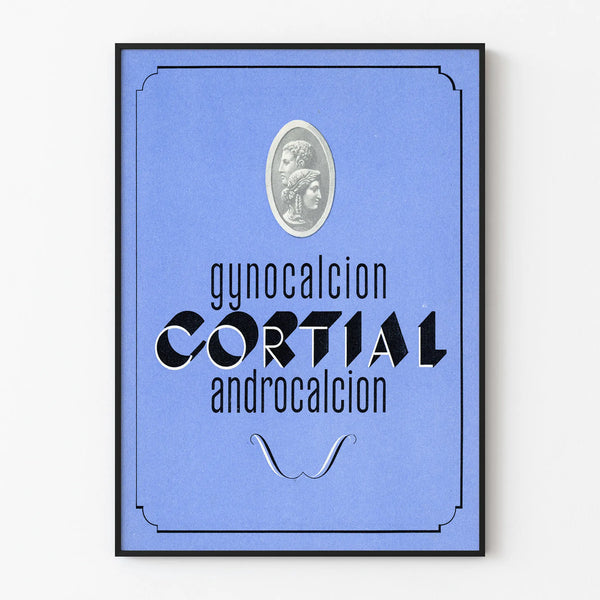 Vintage-Poster Cortial Gynocalcion Androcalcion Blau