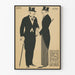 Vintageposter in Schwarz und Beige mit zwei eleganten Männern im Zylinder