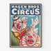 Vintage-Poster Hagen Bros. 3-Ring-Zirkus mit bunten Clowns