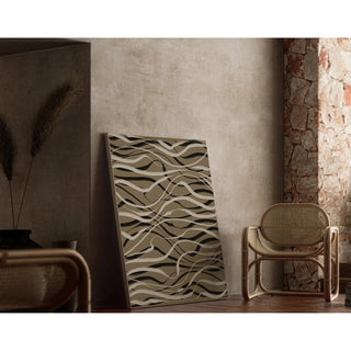 Tableau Bohème - Beige und schwarze Wellen | Kunstdruck Wanddekoration Bild Kopie