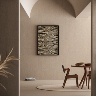 Tableau Bohème - Beige und schwarze Wellen | Kunstdruck Wanddekoration Bild Kopie