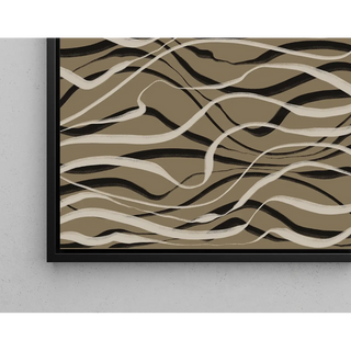 Tableau Bohème - Beige und schwarze Wellen | Kunstdruck Wanddekoration Bild Kopie