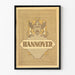 Vintage-Stil Poster Hannover mit dekorativem Wappen