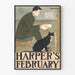Harper's Februar Vintage-Poster mit einem Mann beim Lesen und Katze