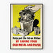Vintage-Propagandaposter – Metall- und Papier-Recycling gegen Hitler