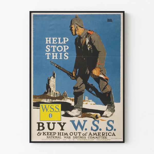 Vintage-Propagandaposter 'Help Stop This' für die Kampagne Kriegssparstempel