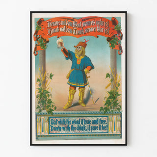 Vintage-Poster eines mittelalterlichen Mannes, der ein Bierglas hält