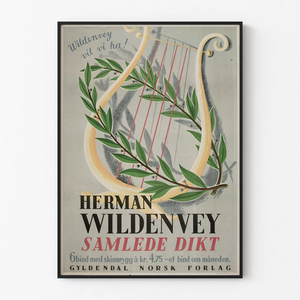 Wanddekoration Poster Lyra und Lorbeer Herman Wildenvey