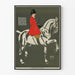 Vintage-Poster von Pferd und Reiter im roten Mantel