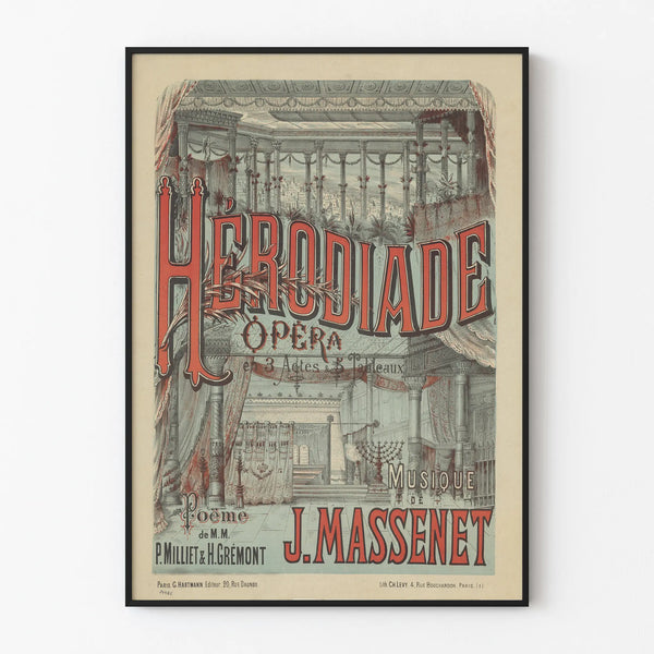 Opernposter Herodiade von J. Massenet - Vintage-Wanddekoration