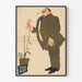 Vintage-Kunstposter eines Mannes im Anzug, der eine Blume hält