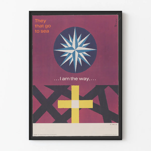 Vintage-Wandposter mit Kreuz und Seekartenkompass für Wanddekoration