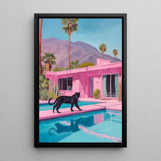 Schwarzer Panther Gemälde und Villa Rose - Moderne Flucht