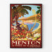 Menton | Kunstdruck eines alten Posters — gerahmtes Bild an der Wand