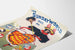 Vintage-Poster The Sunday World mit Frau in buntem Kleid und Fußballmustern