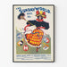 Vintage-Poster The Sunday World mit Frau in buntem Kleid und Fußballmustern