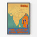 Vintage-Poster Karte Indien und Buddha-Land