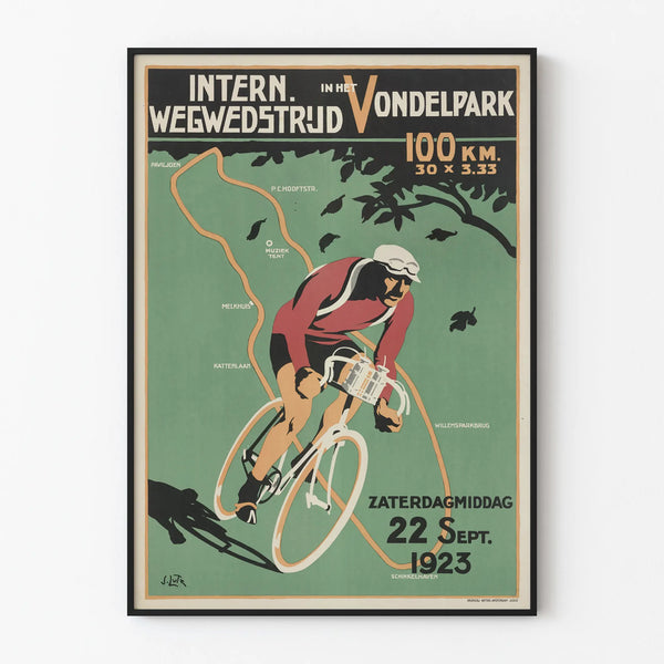 Vintage-Poster des internationalen Radrennens im Vondelpark 1923