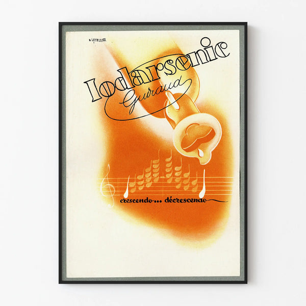Vintage Kunstposter Iodarsenic mit musikalischer Ästhetik