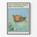 Illustriertes Poster Frosch beim Lesen im Boot
