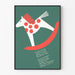Dekoratives Poster Schaukelpferd im minimalistischen Design