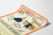 Vintage Dekorationsposter Janvier mit Winterlandschaft und astrologischen Elementen