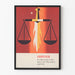 Poster Illustration des Gleichgewichts der Gerechtigkeit in Flammen