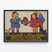 Vintage-Poster Kinderball mit bunten kindlichen Figuren — gerahmtes Bild an der Wand