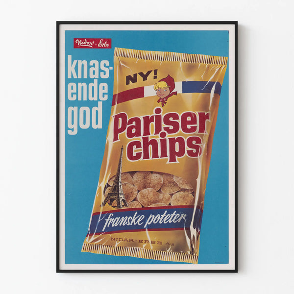 Vintage-Poster Pariser Chips – Retro-Wanddekoration für Snacks