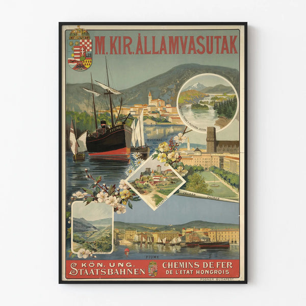 Vintage-Poster Ungarische Eisenbahn - Wanddekoration Reise nach Kroatien