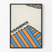 Grafikposter von Krushenick mit blauen und orangefarbenen geometrischen Mustern