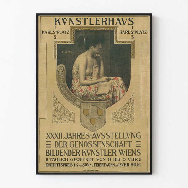Künstlerischer Vintage-Poster für die jährliche Ausstellung Wiener Künstler