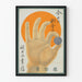 Japanischer Wandposter – Haupt- und Raumgestaltung auf Sonnenorange-Hintergrund