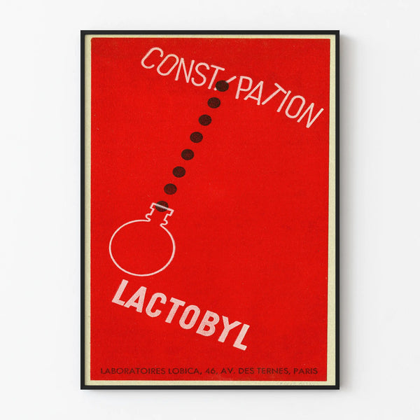 Vintage-Werbeplakat Lactobyl – Rote und grafische Wanddekoration