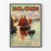 Vintage-Poster vom Gardasee mit Segelbooten