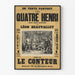 Vintage-Poster Les Quatre Henri - Großer historischer Roman von Léon Beauvallet